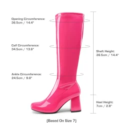 Dreamy Desire Square Toe Chunky Knee High Gogo Boots