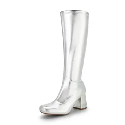 Dreamy Desire Square Toe Chunky Knee High Gogo Boots