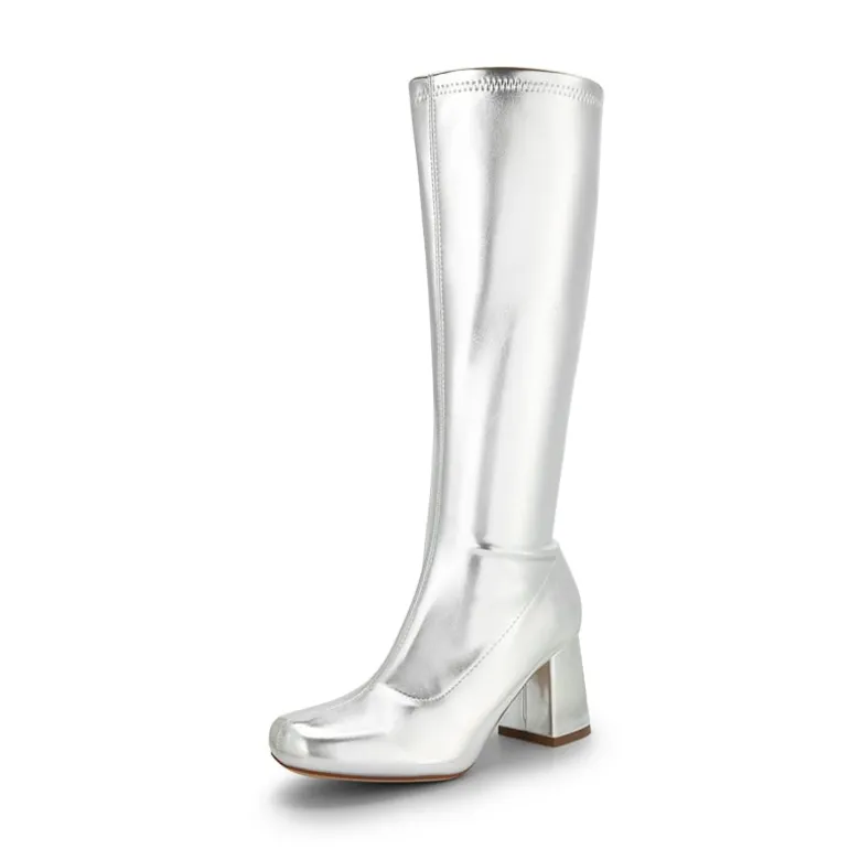 Dreamy Desire Square Toe Chunky Knee High Gogo Boots