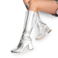 Dreamy Desire Square Toe Chunky Knee High Gogo Boots