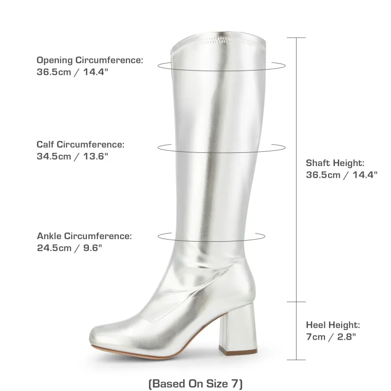 Dreamy Desire Square Toe Chunky Knee High Gogo Boots