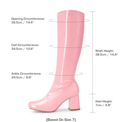 Dreamy Desire Square Toe Chunky Knee High Gogo Boots
