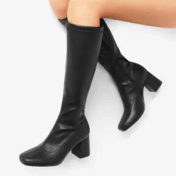 Dreamy Desire Square Toe Chunky Knee High Gogo Boots