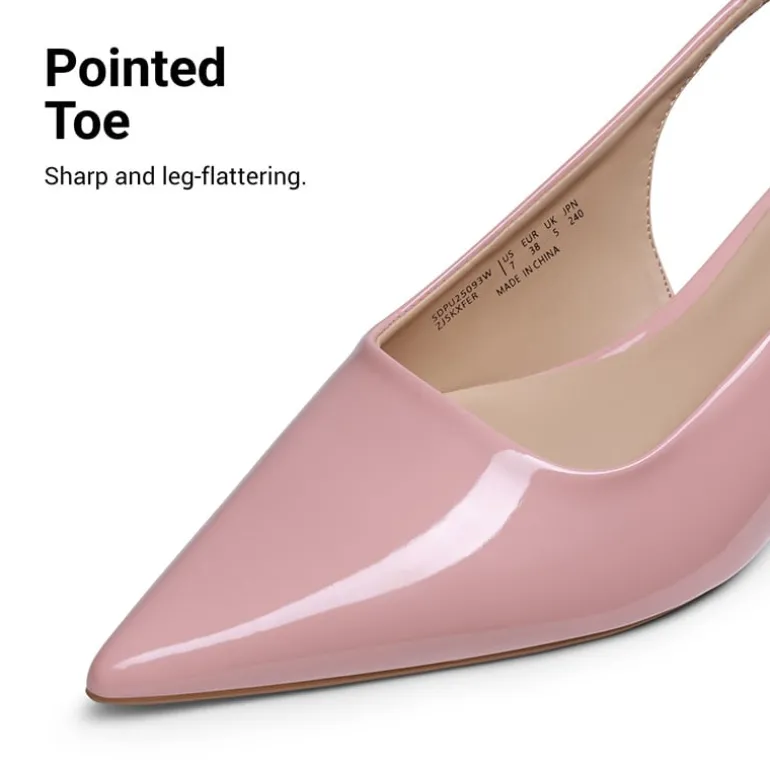 Dreamy Easy Elegance Pointed Toe Kitten Heel Slingback Heels