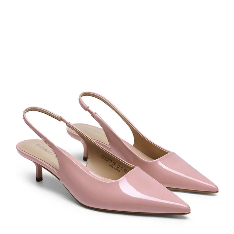 Dreamy Easy Elegance Pointed Toe Kitten Heel Slingback Heels