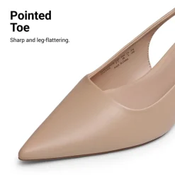 Dreamy Easy Elegance Pointed Toe Kitten Heel Slingback Heels