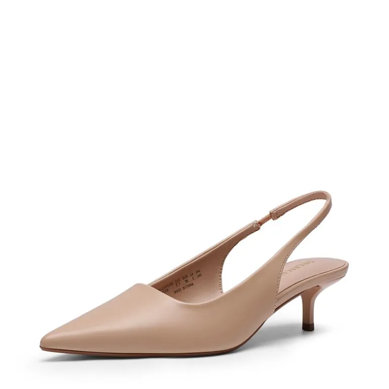 Dreamy Easy Elegance Pointed Toe Kitten Heel Slingback Heels