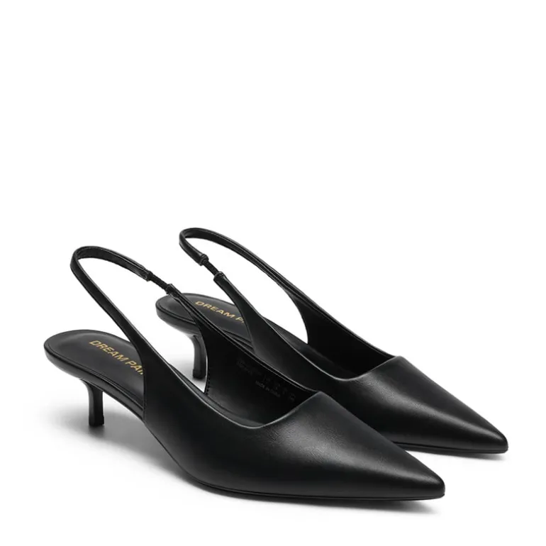 Dreamy Easy Elegance Pointed Toe Kitten Heel Slingback Heels