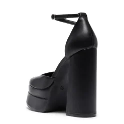 Dreamy High Chunky Square Toe Ankle Strap Platform Pumps