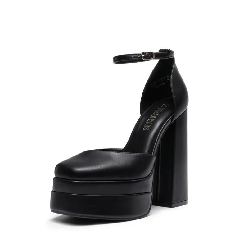 Dreamy High Chunky Square Toe Ankle Strap Platform Pumps