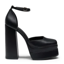 Dreamy High Chunky Square Toe Ankle Strap Platform Pumps