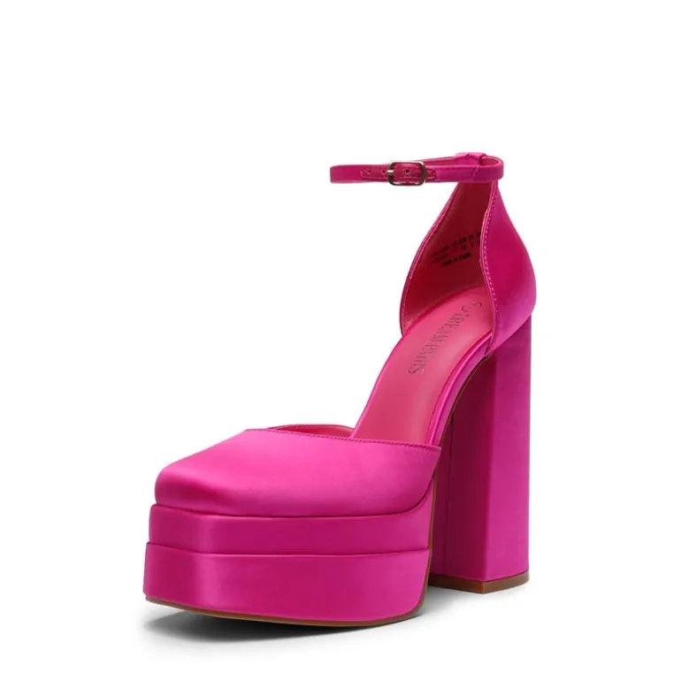 Dreamy High Chunky Square Toe Ankle Strap Platform Pumps