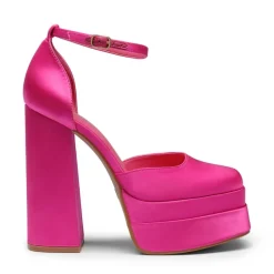 Dreamy High Chunky Square Toe Ankle Strap Platform Pumps