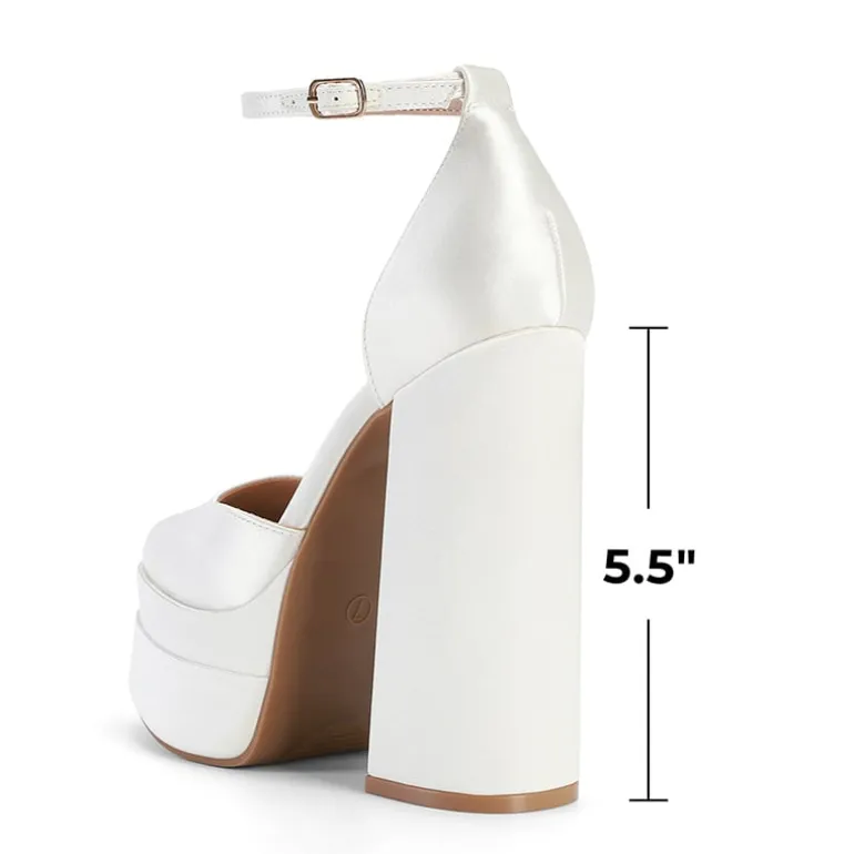 Dreamy High Chunky Square Toe Ankle Strap Platform Pumps