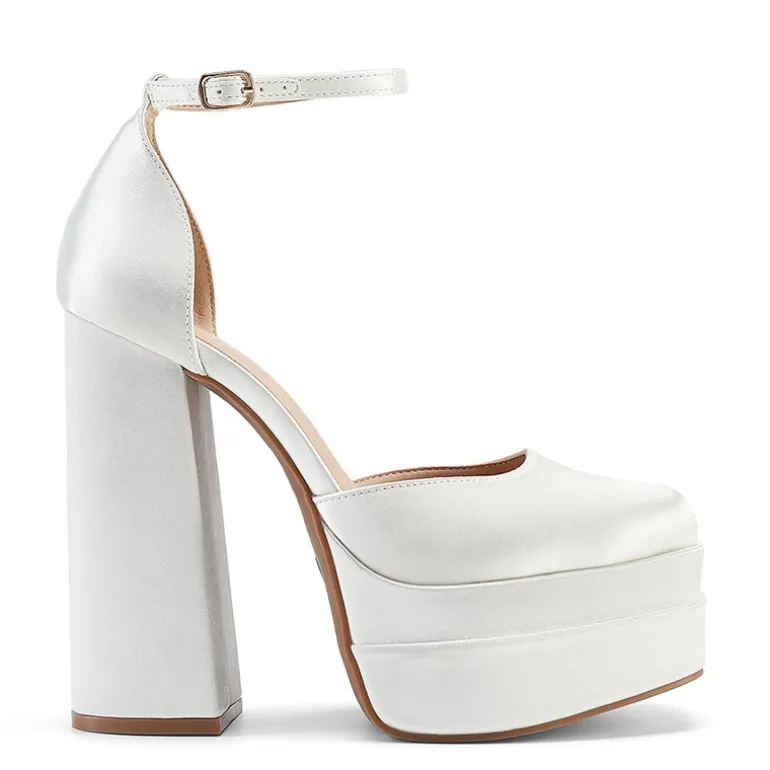 Dreamy High Chunky Square Toe Ankle Strap Platform Pumps