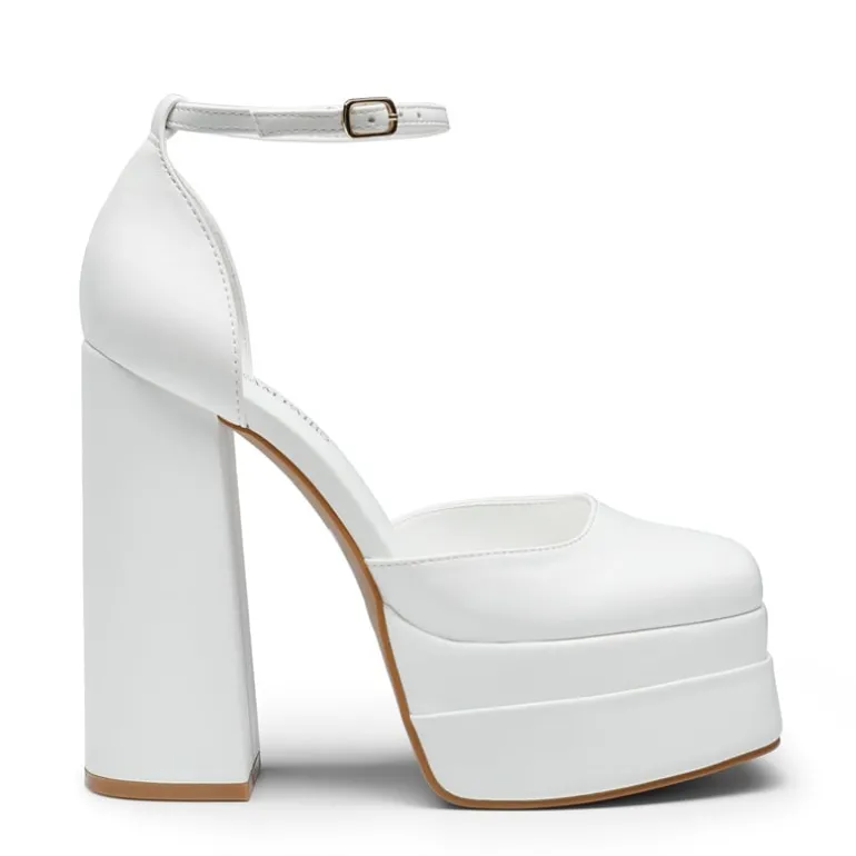 Dreamy High Chunky Square Toe Ankle Strap Platform Pumps