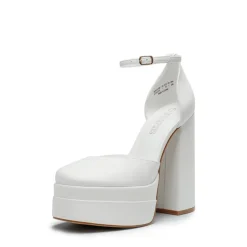 Dreamy High Chunky Square Toe Ankle Strap Platform Pumps