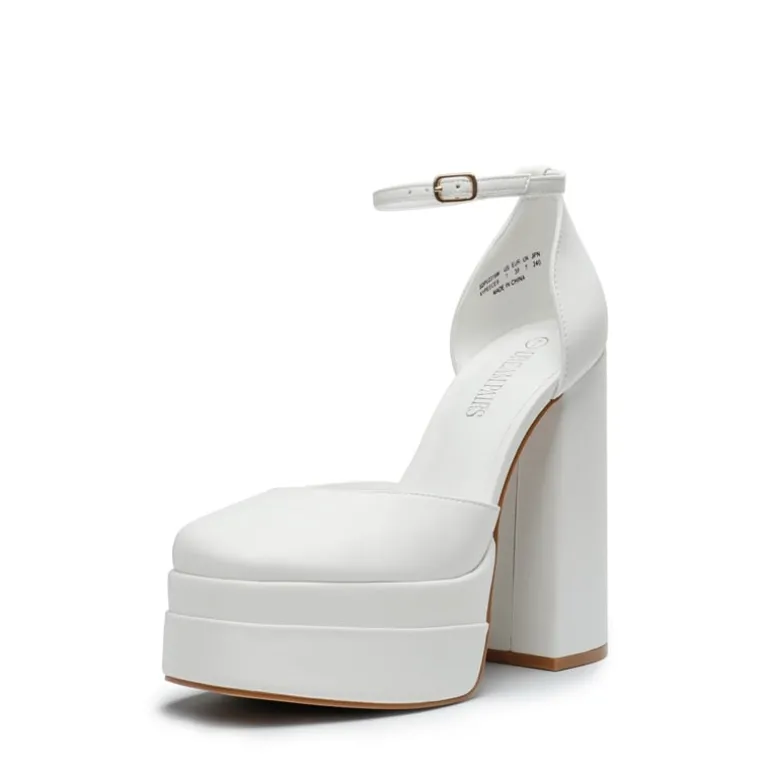 Dreamy High Chunky Square Toe Ankle Strap Platform Pumps