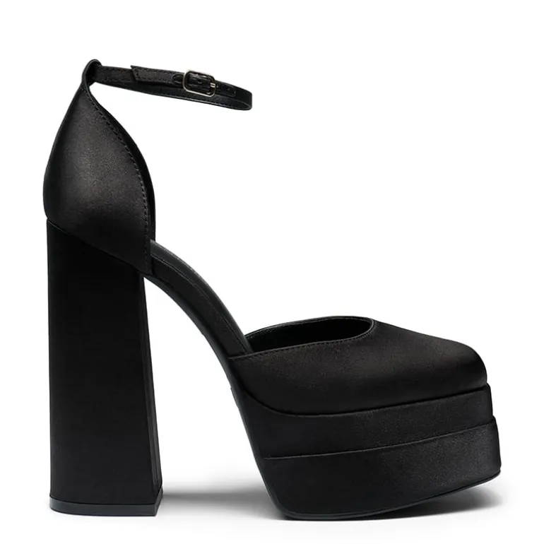 Dreamy High Chunky Square Toe Ankle Strap Platform Pumps