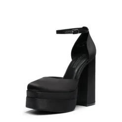 Dreamy High Chunky Square Toe Ankle Strap Platform Pumps