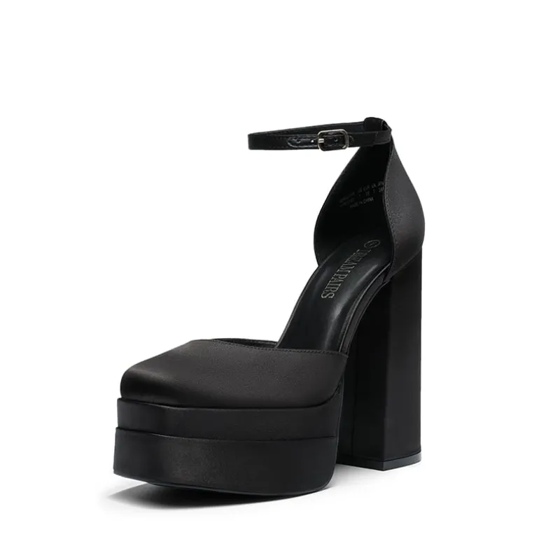 Dreamy High Chunky Square Toe Ankle Strap Platform Pumps