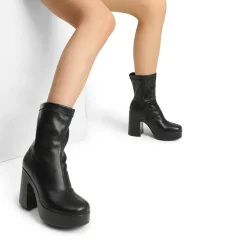 Dreamy Square Toe Platform Chunky Ankle Boots - Stella
