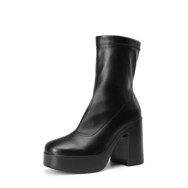 Dreamy Square Toe Platform Chunky Ankle Boots - Stella