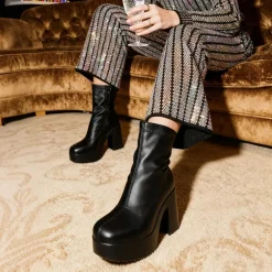 Dreamy Square Toe Platform Chunky Ankle Boots - Stella