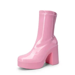 Dreamy Square Toe Platform Chunky Ankle Boots - Stella