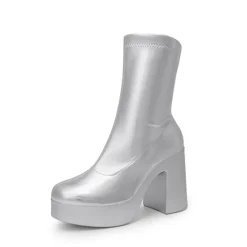 Dreamy Square Toe Platform Chunky Ankle Boots - Stella
