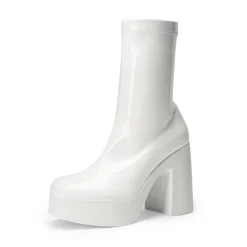 Dreamy Square Toe Platform Chunky Ankle Boots - Stella