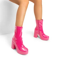 Dreamy Square Toe Platform Chunky Ankle Boots - Stella