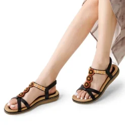 Elastic Ankle Strap Bohemian Flat Sandals