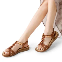 Elastic Ankle Strap Bohemian Flat Sandals