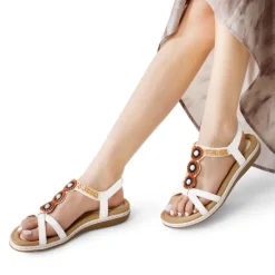 Elastic Ankle Strap Bohemian Flat Sandals