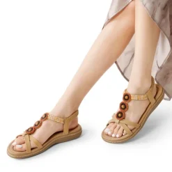 Elastic Ankle Strap Bohemian Flat Sandals