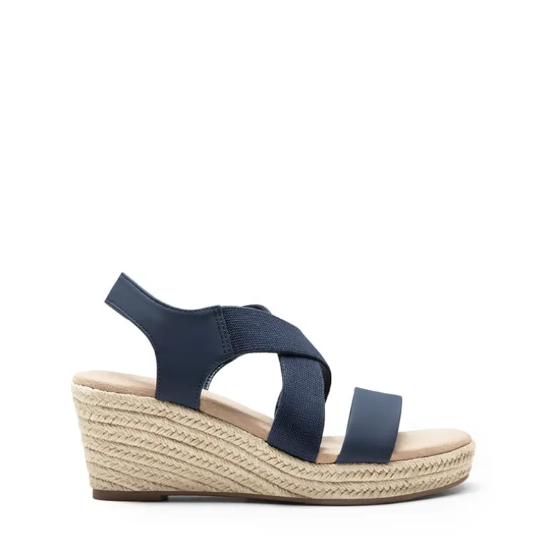 Elastic Ankle Strap Espadrille Wedge Sandals