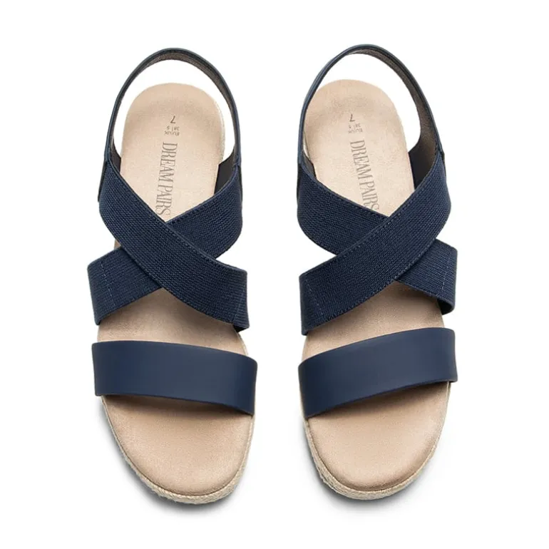 Elastic Ankle Strap Espadrille Wedge Sandals