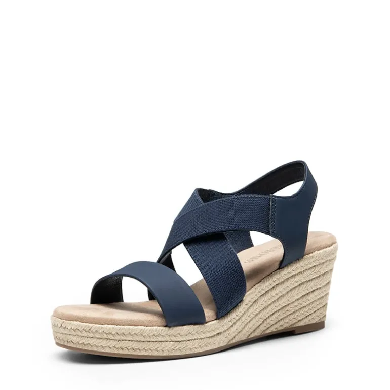 Elastic Ankle Strap Espadrille Wedge Sandals