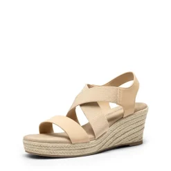 Elastic Ankle Strap Espadrille Wedge Sandals