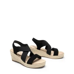 Elastic Ankle Strap Espadrille Wedge Sandals