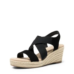 Elastic Ankle Strap Espadrille Wedge Sandals