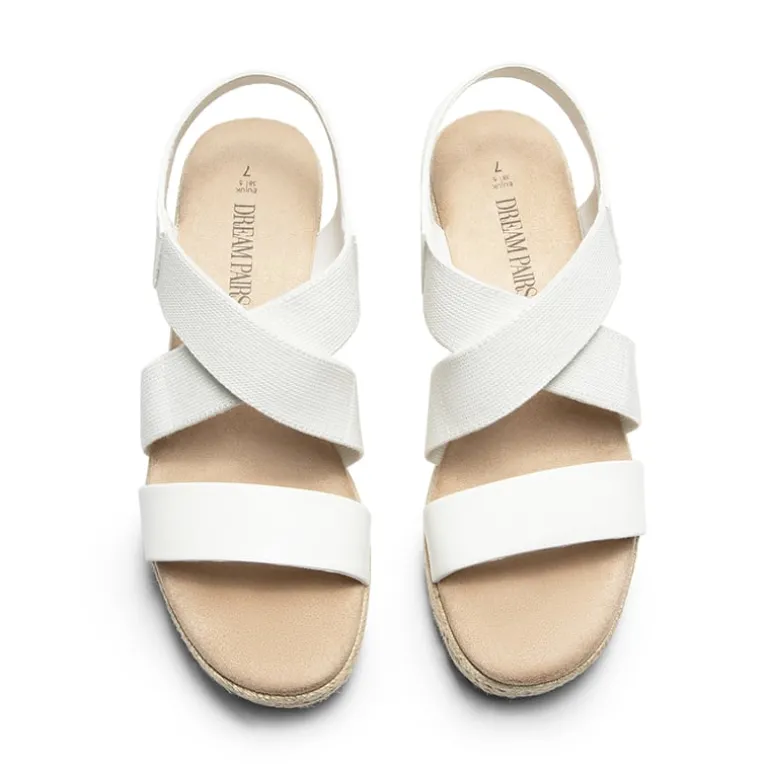 Elastic Ankle Strap Espadrille Wedge Sandals