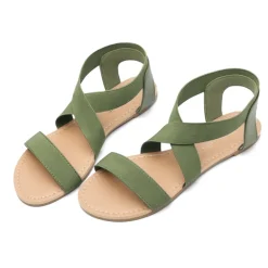 Elastic Ankle Strap Flat Sandals