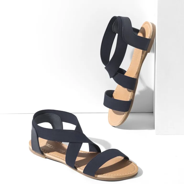Elastic Ankle Strap Flat Sandals