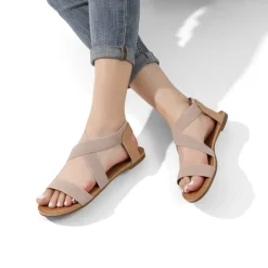 Elastic Ankle Strap Flat Sandals