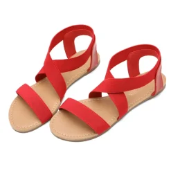 Elastic Ankle Strap Flat Sandals