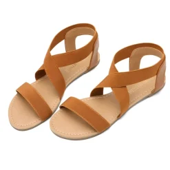 Elastic Ankle Strap Flat Sandals