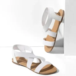 Elastic Ankle Strap Flat Sandals