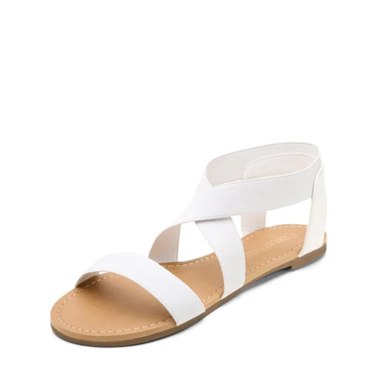 Elastic Ankle Strap Flat Sandals